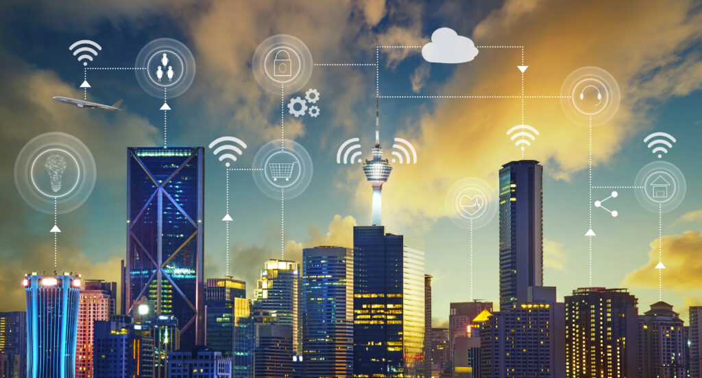 Smart-city-with-smart-services-and-icons-internet-of-things-networks-and-augmented-rea-SBI-301985679